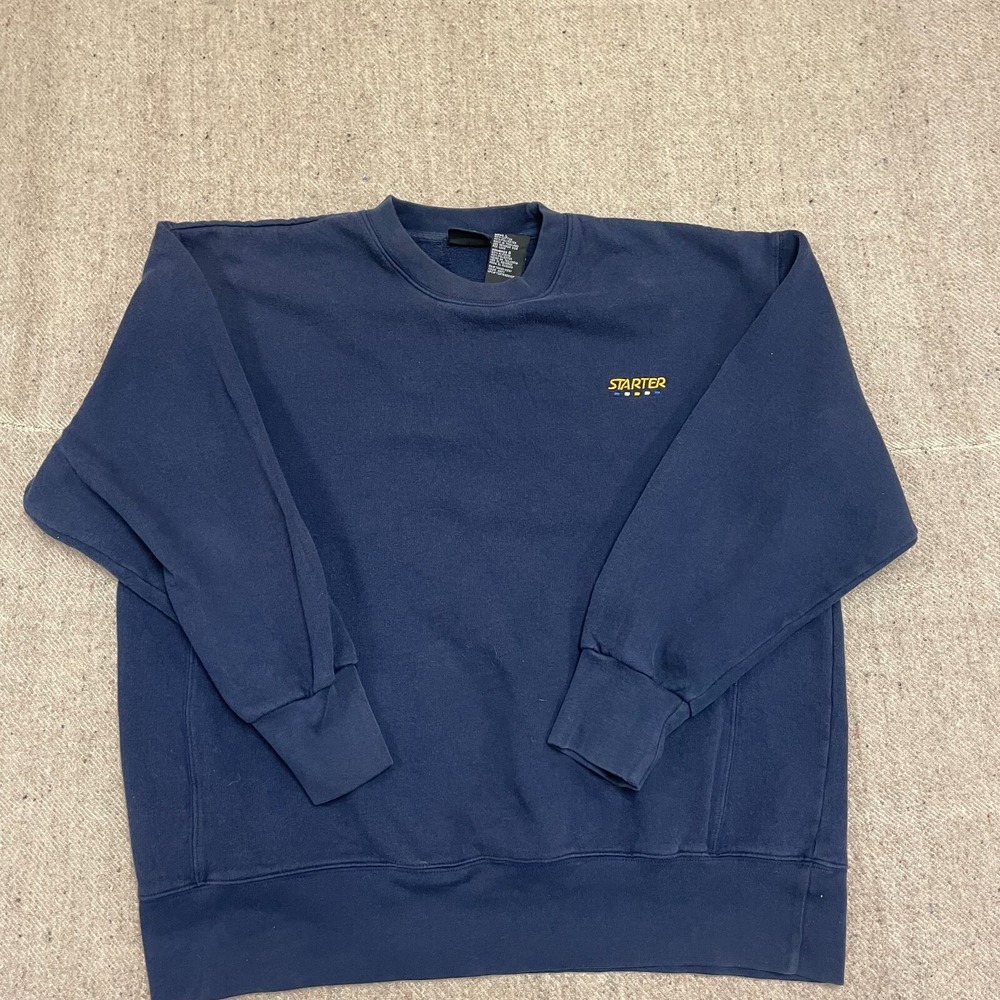 vintage starter sweatshirt mens large blue 1990s long sleeve blank
